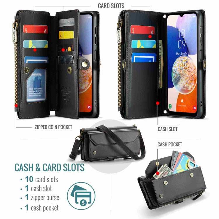 For Samsung Galaxy A14 5G / 4G CaseMe C36 Card Slots Zipper Wallet RFID Anti-theft Leather Phone Case(Black) - Galaxy Phone Cases by CaseMe | Online Shopping South Africa | PMC Jewellery | Buy Now Pay Later Mobicred