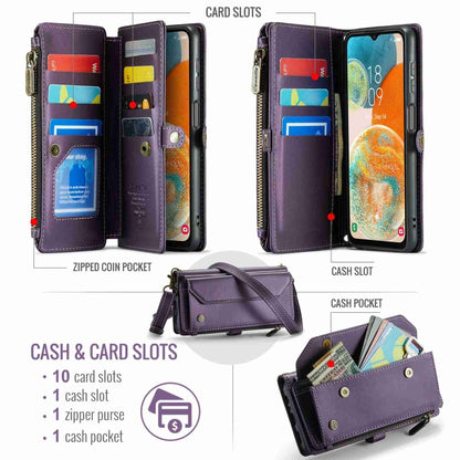 For Samsung Galaxy A23 CaseMe C36 Card Slots Zipper Wallet RFID Anti-theft Leather Phone Case(Purple) - Galaxy Phone Cases by CaseMe | Online Shopping South Africa | PMC Jewellery | Buy Now Pay Later Mobicred