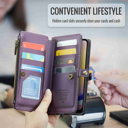 For Samsung Galaxy A25 CaseMe C36 Card Slots Zipper Wallet RFID Anti-theft Leather Phone Case(Purple) - Galaxy Phone Cases by CaseMe | Online Shopping South Africa | PMC Jewellery | Buy Now Pay Later Mobicred