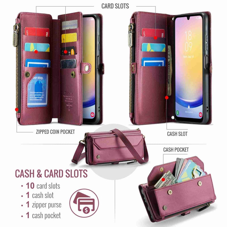 For Samsung Galaxy A25 CaseMe C36 Card Slots Zipper Wallet RFID Anti-theft Leather Phone Case(Wine Red) - Galaxy Phone Cases by CaseMe | Online Shopping South Africa | PMC Jewellery | Buy Now Pay Later Mobicred