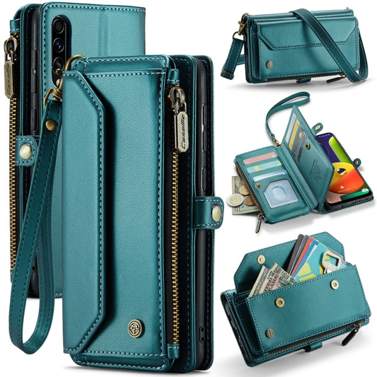 For Samsung Galaxy A30s / A50s / A50 CaseMe C36 Card Slots Zipper Wallet RFID Anti-theft Leather Phone Case(Blue-green) - Galaxy Phone Cases by CaseMe | Online Shopping South Africa | PMC Jewellery | Buy Now Pay Later Mobicred