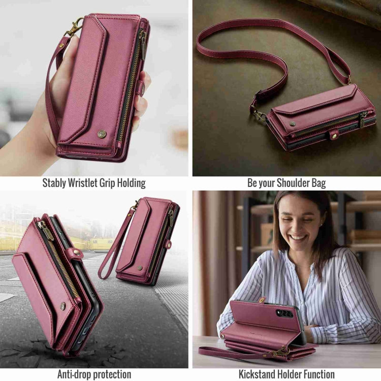 For Samsung Galaxy A30s / A50s / A50 CaseMe C36 Card Slots Zipper Wallet RFID Anti-theft Leather Phone Case(Wine Red) - Galaxy Phone Cases by CaseMe | Online Shopping South Africa | PMC Jewellery | Buy Now Pay Later Mobicred