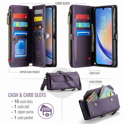 For Samsung Galaxy A34 5G CaseMe C36 Card Slots Zipper Wallet RFID Anti-theft Leather Phone Case(Purple) - Galaxy Phone Cases by CaseMe | Online Shopping South Africa | PMC Jewellery | Buy Now Pay Later Mobicred