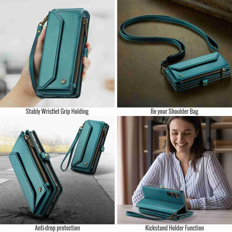 For Samsung Galaxy A34 5G CaseMe C36 Card Slots Zipper Wallet RFID Anti-theft Leather Phone Case(Blue-green) - Galaxy Phone Cases by CaseMe | Online Shopping South Africa | PMC Jewellery | Buy Now Pay Later Mobicred