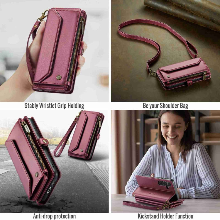 For Samsung Galaxy A55 5G CaseMe C36 Card Slots Zipper Wallet RFID Anti-theft Leather Phone Case(Wine Red) - Galaxy Phone Cases by CaseMe | Online Shopping South Africa | PMC Jewellery | Buy Now Pay Later Mobicred