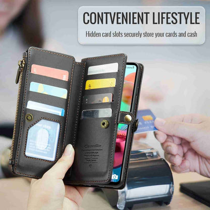 For Samsung Galaxy A71 4G CaseMe C36 Card Slots Zipper Wallet RFID Anti-theft Leather Phone Case(Black) - Galaxy Phone Cases by CaseMe | Online Shopping South Africa | PMC Jewellery | Buy Now Pay Later Mobicred