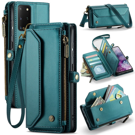 For Samsung Galaxy S20+ CaseMe C36 Card Slots Zipper Wallet RFID Anti-theft Leather Phone Case(Blue-green) - Galaxy Phone Cases by CaseMe | Online Shopping South Africa | PMC Jewellery | Buy Now Pay Later Mobicred