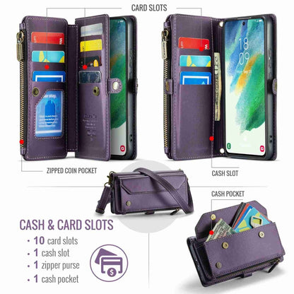 For Samsung Galaxy S21 FE 5G CaseMe C36 Card Slots Zipper Wallet RFID Anti-theft Leather Phone Case(Purple) - Galaxy Phone Cases by CaseMe | Online Shopping South Africa | PMC Jewellery | Buy Now Pay Later Mobicred