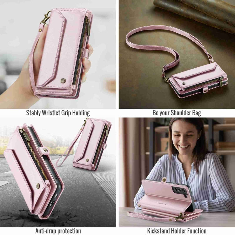 For Samsung Galaxy S21 FE 5G CaseMe C36 Card Slots Zipper Wallet RFID Anti-theft Leather Phone Case(Pink) - Galaxy Phone Cases by CaseMe | Online Shopping South Africa | PMC Jewellery | Buy Now Pay Later Mobicred