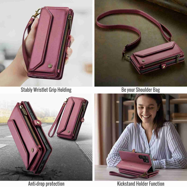 For Samsung Galaxy S22 Ultra 5G CaseMe C36 Card Slots Zipper Wallet RFID Anti-theft Leather Phone Case(Wine Red) - Galaxy S22 Ultra 5G Cases by CaseMe | Online Shopping South Africa | PMC Jewellery | Buy Now Pay Later Mobicred