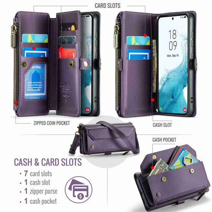 For Samsung Galaxy S22 5G CaseMe C36 Card Slots Zipper Wallet RFID Anti-theft Leather Phone Case(Purple) - Galaxy S22 5G Cases by CaseMe | Online Shopping South Africa | PMC Jewellery | Buy Now Pay Later Mobicred