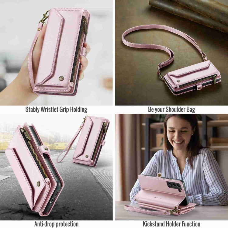 For Samsung Galaxy S22 5G CaseMe C36 Card Slots Zipper Wallet RFID Anti-theft Leather Phone Case(Pink) - Galaxy S22 5G Cases by CaseMe | Online Shopping South Africa | PMC Jewellery | Buy Now Pay Later Mobicred