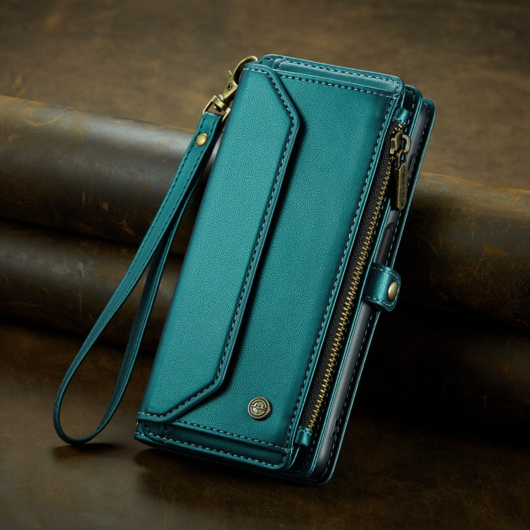 For Samsung Galaxy S23 Ultra 5G CaseMe C36 Card Slots Zipper Wallet RFID Anti-theft Leather Phone Case(Blue-green) - free shipping - PMC Jewellery - Order now!