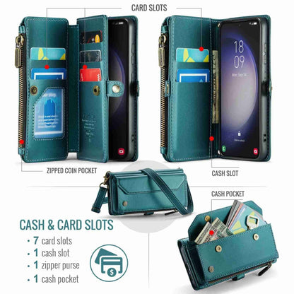 For Samsung Galaxy S23 5G CaseMe C36 Card Slots Zipper Wallet RFID Anti-theft Leather Phone Case(Blue-green) - Galaxy S23 5G Cases by CaseMe | Online Shopping South Africa | PMC Jewellery | Buy Now Pay Later Mobicred