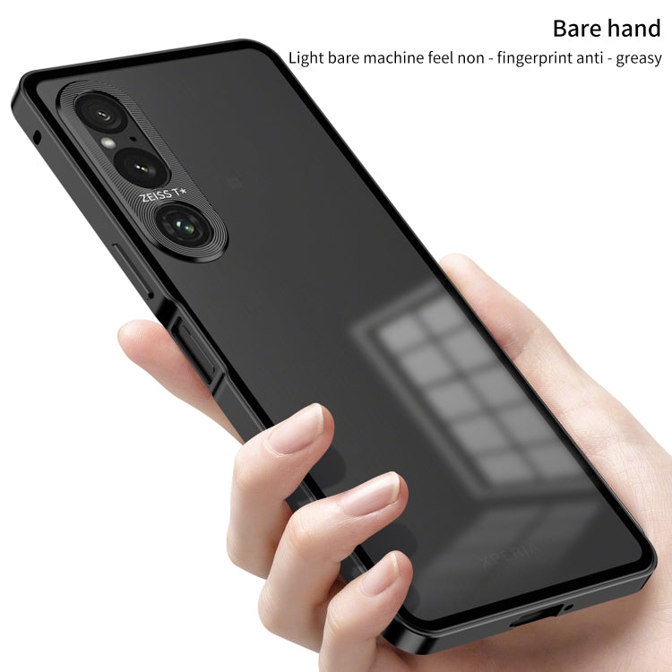 For Sony Xperia 1 V Snap Buckle Metal Frame Frosted Phone Case(Silver) - Sony Cases by PMC TechLife | Online Shopping South Africa | PMC TechLife | Buy Now Pay Later Mobicred