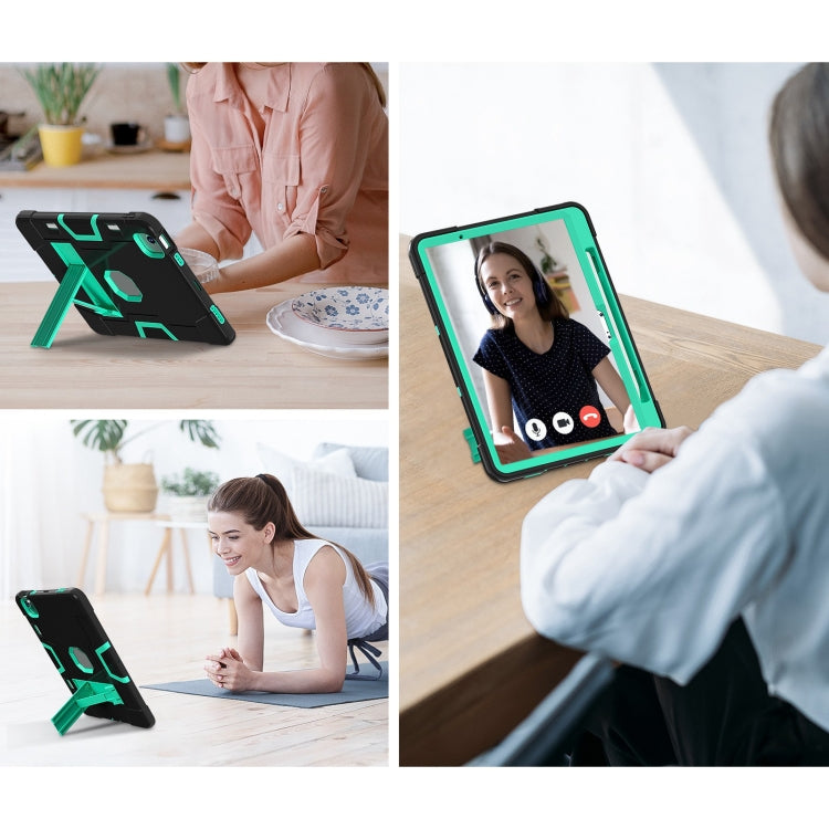 For iPad Air 11 2024 Contrast Color Silicone Acrylic PC Tablet Case with Holder(Black Mint Green) - iPad Air 11 2024 Cases by PMC TechLife | Online Shopping South Africa | PMC TechLife | Buy Now Pay Later Mobicred