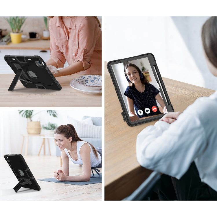 For iPad Air 11 2024 Contrast Color Silicone Acrylic PC Tablet Case with Holder(Black) - iPad Air 11 2024 Cases by PMC TechLife | Online Shopping South Africa | PMC TechLife | Buy Now Pay Later Mobicred
