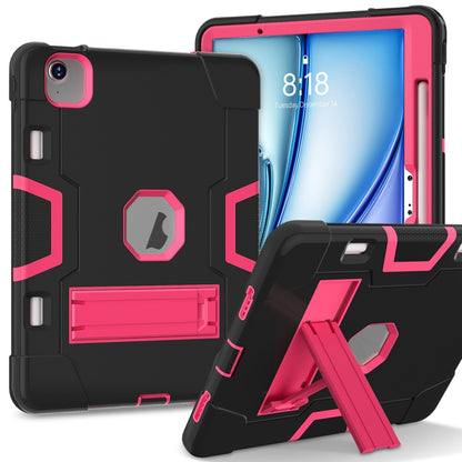 For iPad Air 11 2024 Contrast Color Silicone Acrylic PC Tablet Case with Holder(Black Rose Red) - iPad Air 11 2024 Cases by PMC Jewellery | Online Shopping South Africa | PMC Jewellery | Buy Now Pay Later Mobicred