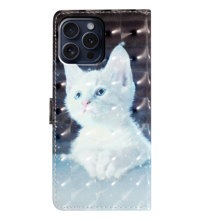 For iPhone 16 Pro 3D Pattern Leather Phone Case(White Cat) - iPhone 16 Pro Cases by PMC Jewellery | Online Shopping South Africa | PMC Jewellery | Buy Now Pay Later Mobicred