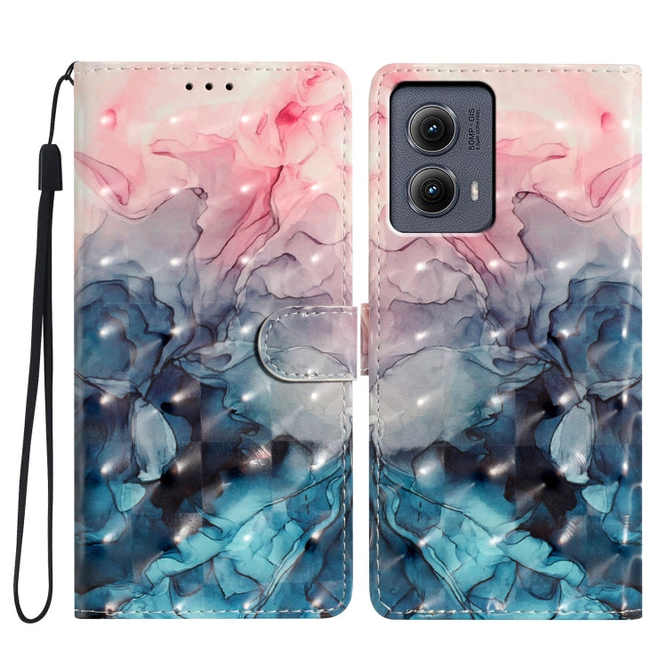 For Motorola Edge 2024 3D Pattern Leather Phone Case(3D Pink Blue Marble) - Motorola Cases by PMC Jewellery | Online Shopping South Africa | PMC Jewellery | Buy Now Pay Later Mobicred
