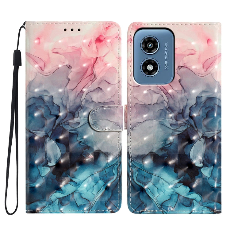 For Motorola Moto G Play 2024 3D Pattern Leather Phone Case(3D Pink Blue Marble) - Motorola Cases by PMC Jewellery | Online Shopping South Africa | PMC Jewellery | Buy Now Pay Later Mobicred