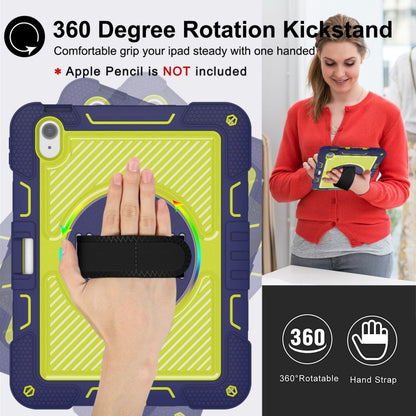 For iPad Air 11 2024 / Air 2022 10.9 360 Degree Rotation PC Contrast Silicone Tablet Case(Navy Blue + Yellow Green) - iPad Air 11 2024 Cases by PMC Jewellery | Online Shopping South Africa | PMC Jewellery | Buy Now Pay Later Mobicred