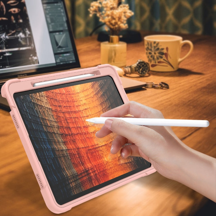 For iPad Air 13 2024 Shockproof Silicone Hybrid PC Tablet Case with Holder(Rose Gold) - iPad Air 13 2024 Cases by PMC TechLife | Online Shopping South Africa | PMC TechLife | Buy Now Pay Later Mobicred