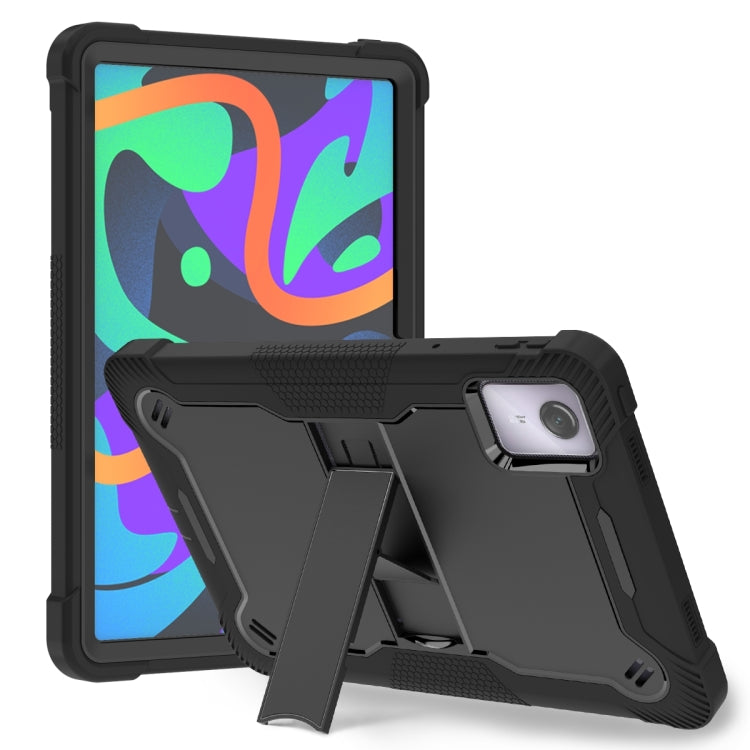 For Lenovo Tab M11 / Xiaoxin Pad 11 2024 Shockproof Silicone Hybrid PC Tablet Case with Holder(Black) - Lenovo by PMC TechLife | Online Shopping South Africa | PMC TechLife | Buy Now Pay Later Mobicred