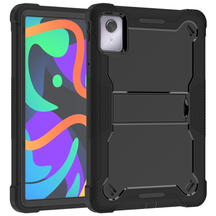 For Lenovo Tab M11 / Xiaoxin Pad 11 2024 Shockproof Silicone Hybrid PC Tablet Case with Holder(Black) - Lenovo by PMC TechLife | Online Shopping South Africa | PMC TechLife | Buy Now Pay Later Mobicred