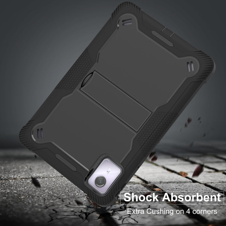 For Lenovo Tab M11 / Xiaoxin Pad 11 2024 Shockproof Silicone Hybrid PC Tablet Case with Holder(Black) - Lenovo by PMC TechLife | Online Shopping South Africa | PMC TechLife | Buy Now Pay Later Mobicred
