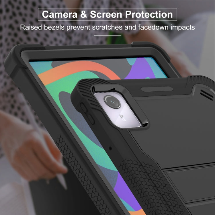 For Lenovo Tab M11 / Xiaoxin Pad 11 2024 Shockproof Silicone Hybrid PC Tablet Case with Holder(Black) - Lenovo by PMC TechLife | Online Shopping South Africa | PMC TechLife | Buy Now Pay Later Mobicred