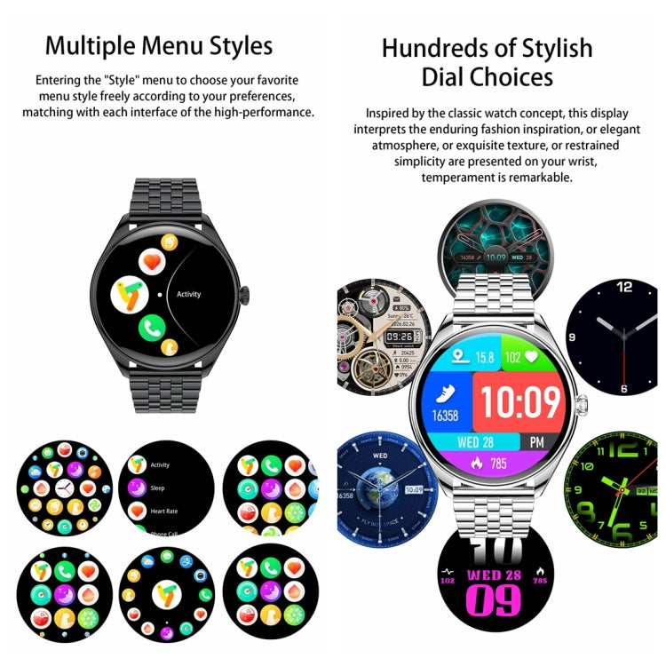 MT55 1.43 inch AMOLED HD Screen Ultra-thin Smart Call Health Watch, Silicone Strap(Black) - Smart Watches by PMC TechLife | Online Shopping South Africa | PMC TechLife | Buy Now Pay Later Mobicred
