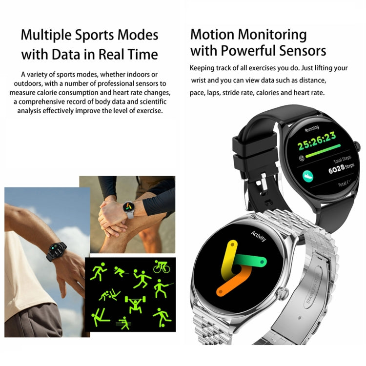 MT55 1.43 inch AMOLED HD Screen Ultra-thin Smart Call Health Watch, Leather Strap(Black Brown) - Smart Watches by PMC TechLife | Online Shopping South Africa | PMC TechLife | Buy Now Pay Later Mobicred