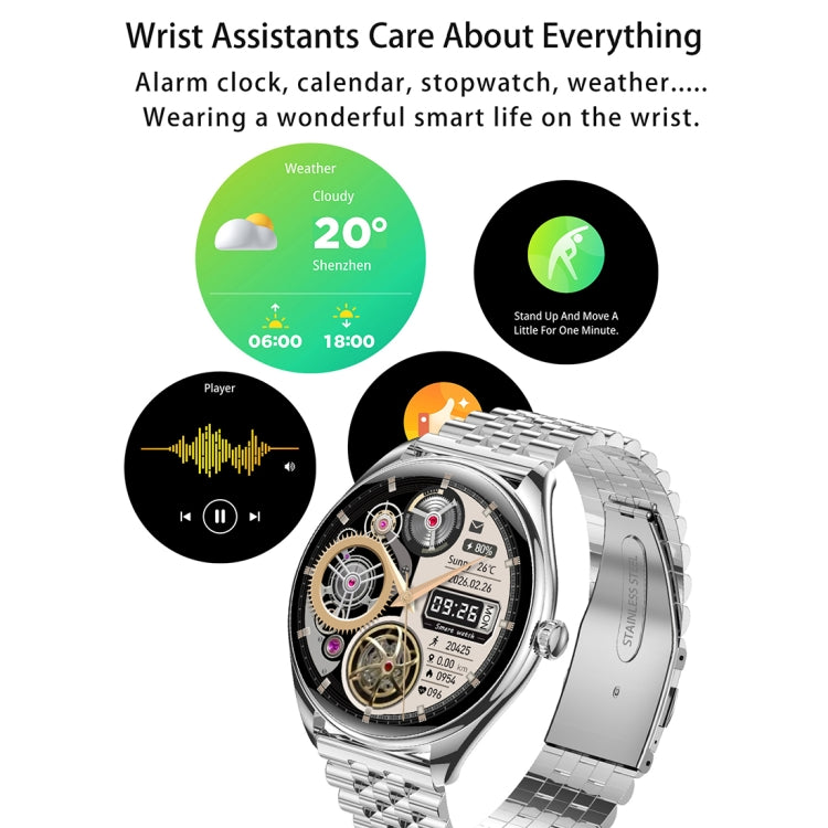 MT55 1.43 inch AMOLED HD Screen Ultra-thin Smart Call Health Watch, Leather Strap(Black Brown) - Smart Watches by PMC TechLife | Online Shopping South Africa | PMC TechLife | Buy Now Pay Later Mobicred