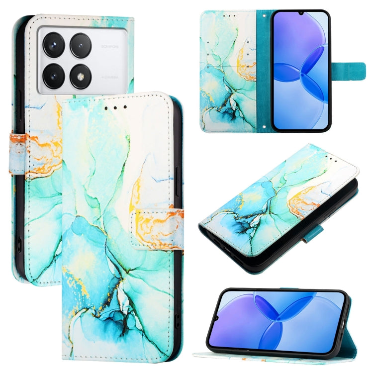 For Xiaomi Redmi K70 / K70 Pro PT003 Marble Pattern Flip Leather Phone Case(Green) - Xiaomi Cases by PMC Jewellery | Online Shopping South Africa | PMC Jewellery | Buy Now Pay Later Mobicred