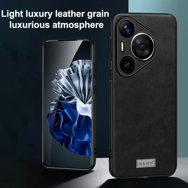 For Huawei Pura 70 SULADA Shockproof TPU Hybrid Handmade Leather Phone Case(Black) - free shipping - PMC Jewellery - Order now!