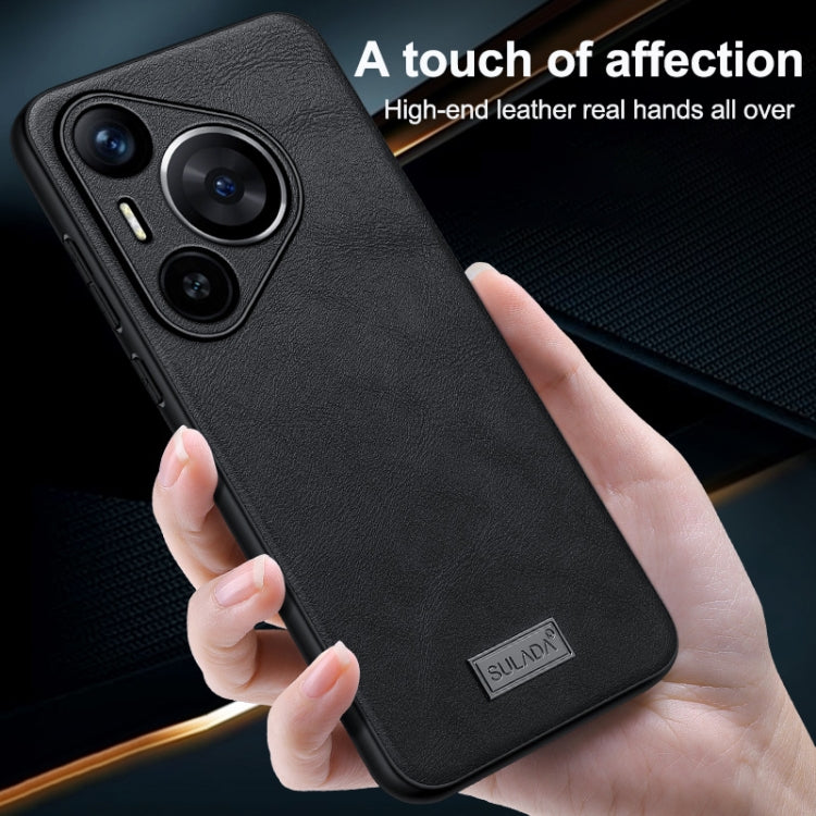 For Huawei Pura 70 SULADA Shockproof TPU Hybrid Handmade Leather Phone Case(Blue) - free shipping - PMC Jewellery - Order now!