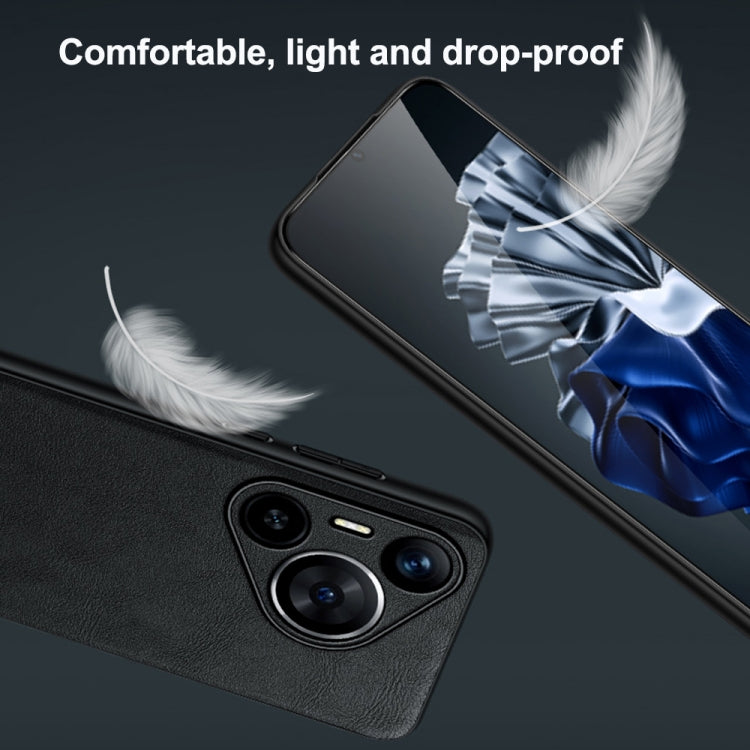 For Huawei Pura 70 SULADA Shockproof TPU Hybrid Handmade Leather Phone Case(Black) - free shipping - PMC Jewellery - Order now!