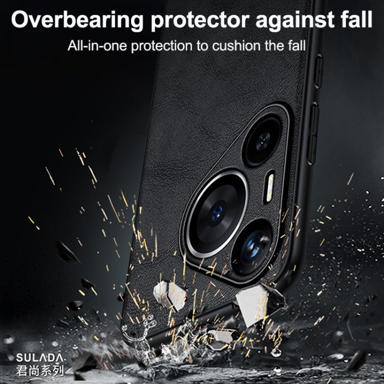 For Huawei Pura 70 SULADA Shockproof TPU Hybrid Handmade Leather Phone Case(Black) - free shipping - PMC Jewellery - Order now!