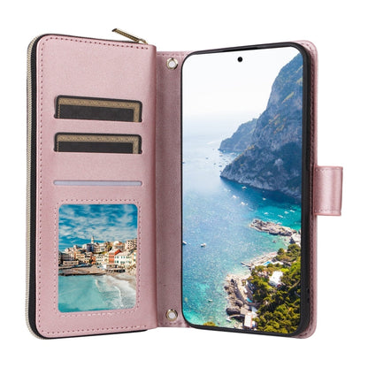 For Samsung Galaxy S25+ 5G Crossbody Rhombic Zipper Tower Buckle Leather Phone Case with Lanyard(Rose Gold) - Galaxy S25+ 5G Cases by PMC Jewellery | Online Shopping South Africa | PMC Jewellery | Buy Now Pay Later Mobicred