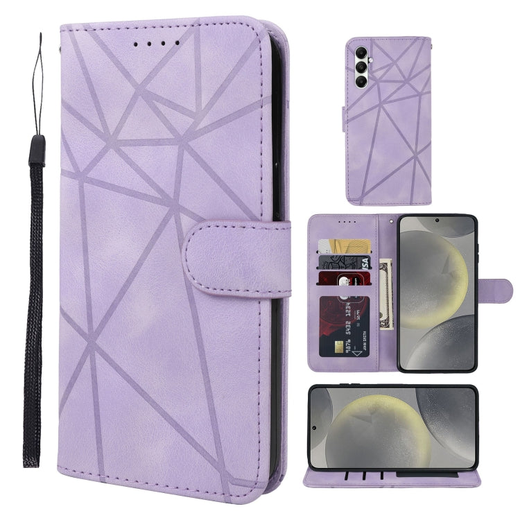 For Samsung Galaxy S24+ / S25+ 5G Skin Feel Geometric Lines Leather Phone Case(Purple) - Galaxy S24+ 5G Cases by PMC Jewellery | Online Shopping South Africa | PMC Jewellery | Buy Now Pay Later Mobicred