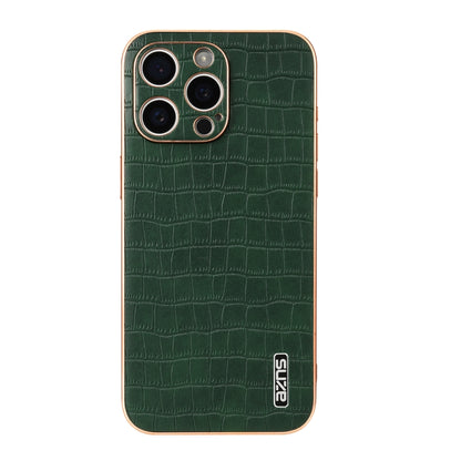 For iPhone 16 Pro Max AZNS Electroplated Frame Crocodile Texture Full Coverage Phone Case(Green) - iPhone 16 Pro Max Cases by AZNS | Online Shopping South Africa | PMC Jewellery | Buy Now Pay Later Mobicred