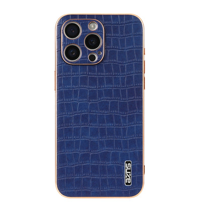 For iPhone 16 Pro AZNS Electroplated Frame Crocodile Texture Full Coverage Phone Case(Blue) - iPhone 16 Pro Cases by AZNS | Online Shopping South Africa | PMC Jewellery | Buy Now Pay Later Mobicred