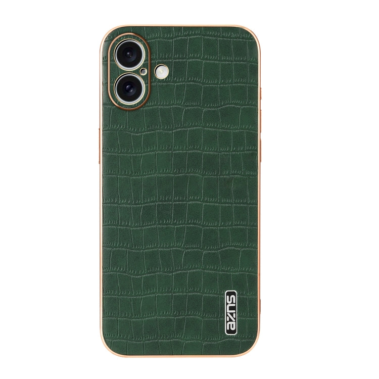 For iPhone 16 Plus AZNS Electroplated Frame Crocodile Texture Full Coverage Phone Case(Green) - iPhone 16 Plus Cases by AZNS | Online Shopping South Africa | PMC Jewellery | Buy Now Pay Later Mobicred