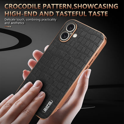 For iPhone 16 AZNS Electroplated Frame Crocodile Texture Full Coverage Phone Case(Brown) - iPhone 16 Cases by AZNS | Online Shopping South Africa | PMC Jewellery | Buy Now Pay Later Mobicred