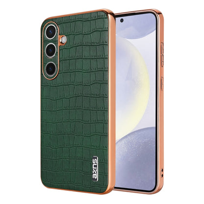 For Samsung Galaxy S24 5G AZNS Electroplated Frame Crocodile Texture Full Coverage Phone Case(Green) - Galaxy S24 5G Cases by AZNS | Online Shopping South Africa | PMC Jewellery | Buy Now Pay Later Mobicred