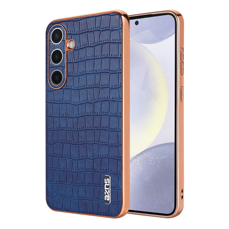 For Samsung Galaxy S24 5G AZNS Electroplated Frame Crocodile Texture Full Coverage Phone Case(Blue) - Galaxy S24 5G Cases by AZNS | Online Shopping South Africa | PMC Jewellery | Buy Now Pay Later Mobicred