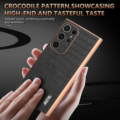 For Samsung Galaxy S24 Ultra 5G AZNS Electroplated Frame Crocodile Texture Full Coverage Phone Case(White) - Galaxy S24 Ultra 5G Cases by AZNS | Online Shopping South Africa | PMC Jewellery | Buy Now Pay Later Mobicred