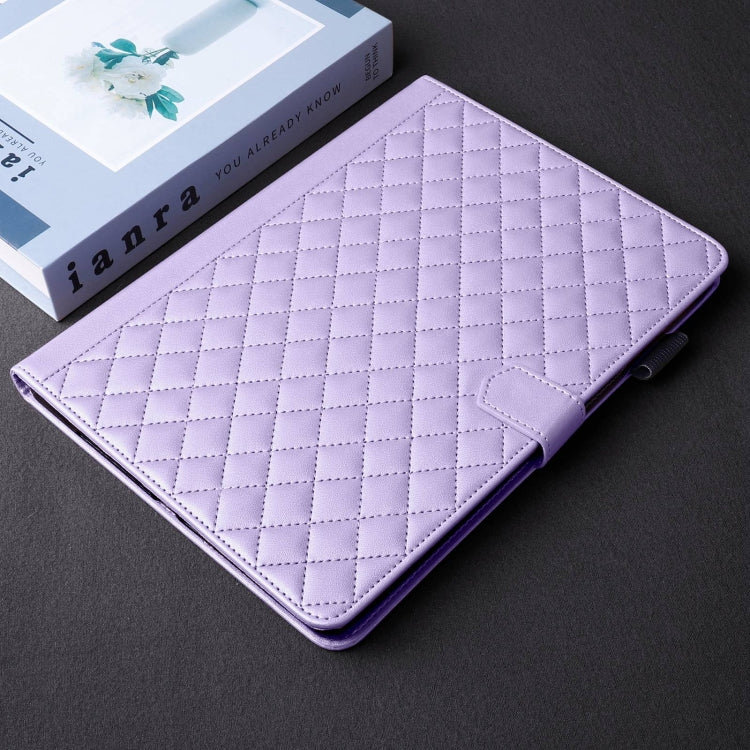 For iPad Pro 13 2024 Rhombus Lattice Leather Smart Tablet Case(Purple) - iPad Pro 13 2024 Cases by PMC Jewellery | Online Shopping South Africa | PMC Jewellery | Buy Now Pay Later Mobicred