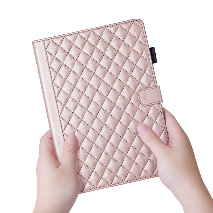 For iPad Pro 11 2024 Rhombus Lattice Leather Smart Tablet Case(Rose Gold) - iPad Pro 11 2024 Cases by PMC Jewellery | Online Shopping South Africa | PMC Jewellery | Buy Now Pay Later Mobicred